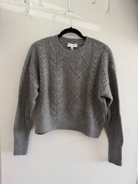 Michael Stars Gray Cable-Knit Crew Sweater
